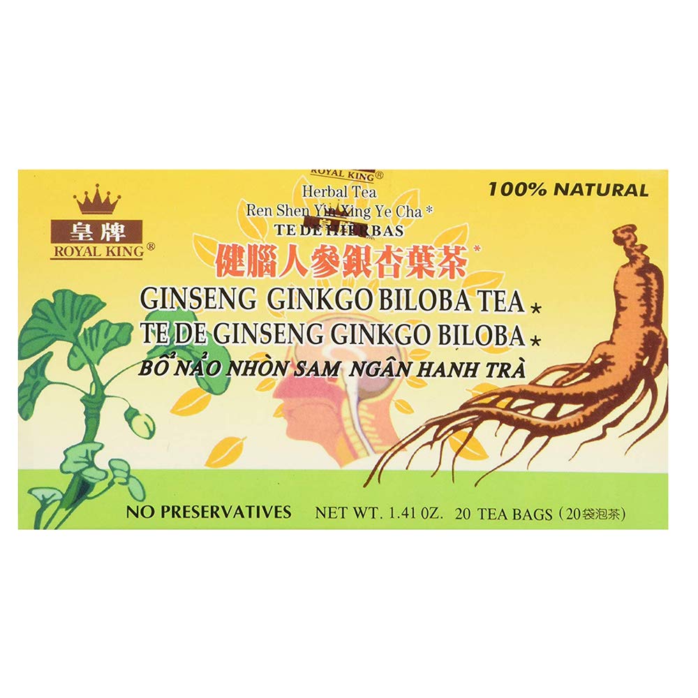 Kráľovský kráľ Ginseng Ginkgo Biloba Tea (20 Čajové tašky) - 3 škatuľkové balenie