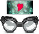 GloFX Black Heart Effect Difraction Goggles - Pozri srdce - 3D Holografické vizuály Edm Rave Outfit Steampunk kostým Cosplay Music Festival Essential