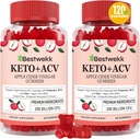 Apple Cider Ocogar Gummies, Max Strength 2000mg ACV Gummy s probiotikami, B12 a Keto Podpora, Pre zadusenie, Metabolizmus, Detox, Gut & Immune Health, Želatína-free, non-GMO, 120 keto akv ďasien