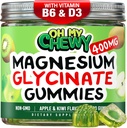 Center-vyplnený horčík Glycinate Gummies 400MG - Vysoká absorpcia pre deti, dospievajúci a dospelí - Doplnok pre spánok, Pokoj a svalová relaxácia s B6 & D3 - Gluten Free & Vegan Friendly - 120 Počet
