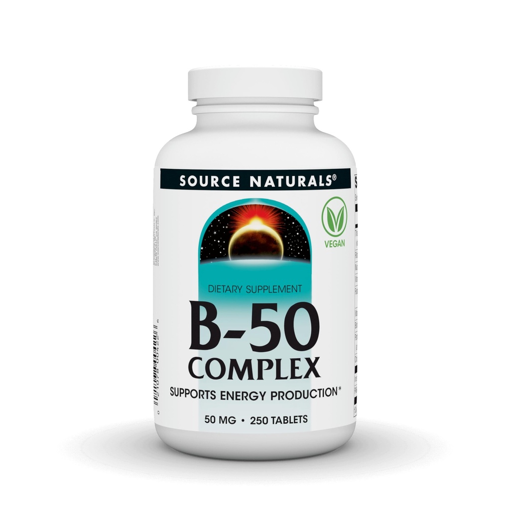 Zdroj Naturals B-50 Complex 50 mg B-vitamíny pre podporu výroby energie - 250 tabliet