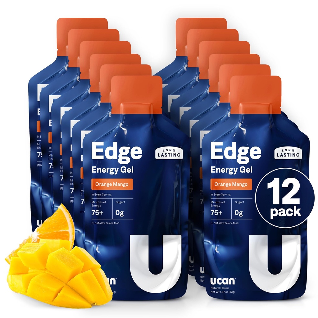 UCAN Edge Energy Gel Shots, Orange Mango (12, 2 Ounce Pakets) pre beh, školenia, cvičenia, Fitness, Cyklistika, Crossfit 