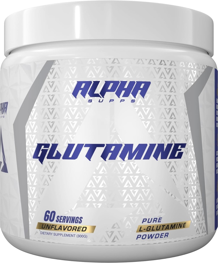 Alpha Supps Pure L-Glutamine Powder - Neochutená aminokyselina, glutamín Nutritional Supplement for Muscle Recovery, Gut & Immune Support - 60 Servings - 300 Grams