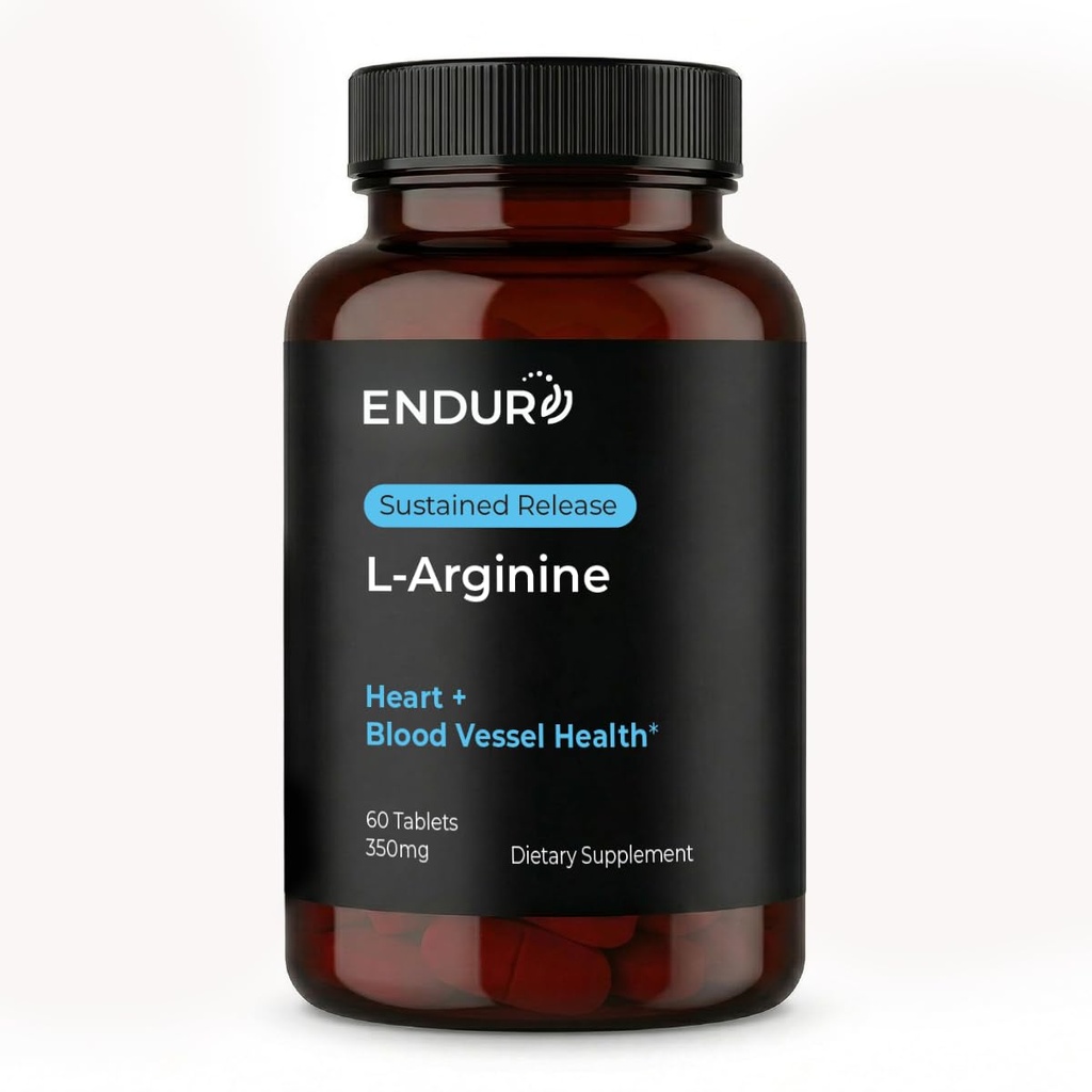 Endur L-arginín doplnok, pomáha podporovať zdravý prietok krvi a funkcie srdca, cvičenie výkon a imunitné zdravie, bez lepku, 350 mg (60 tabliet)