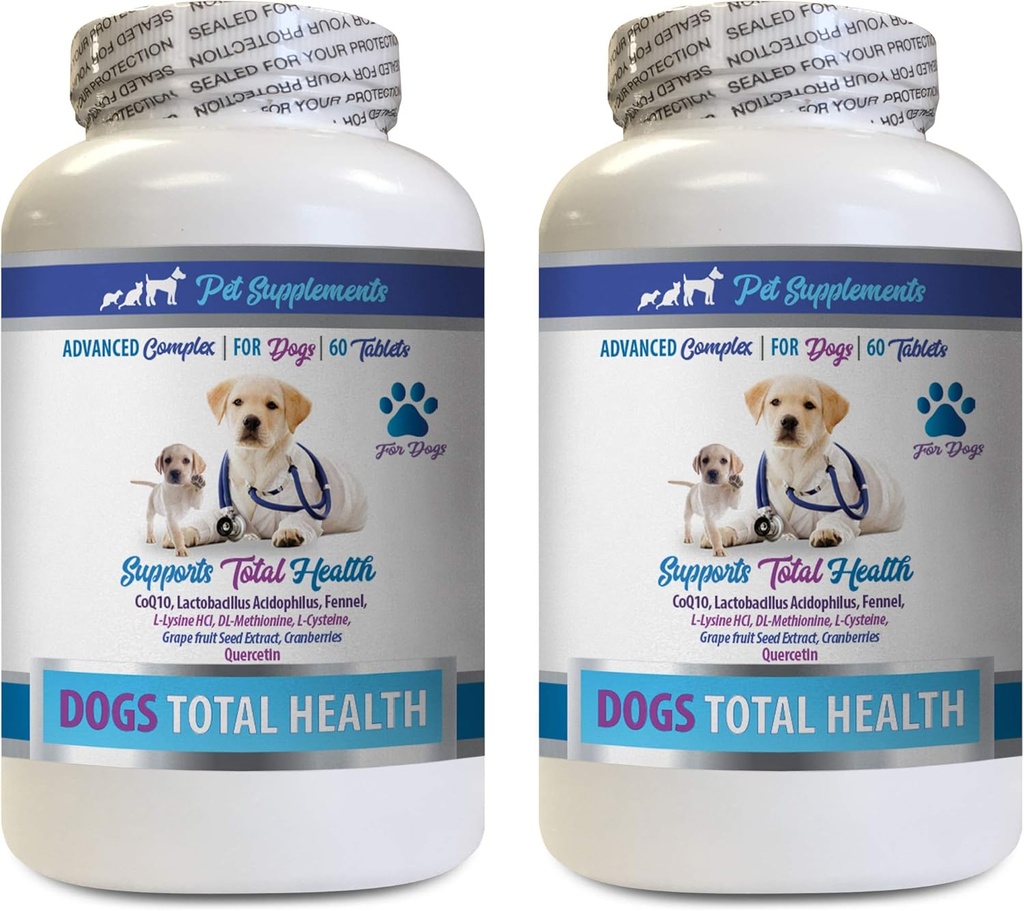 PET DOPLNKY A NUTRITION LLC Pes Dentálna hygiena - Psy Total Health Control - Immune Support - Hair Skin Nails Oral Eye Health Formula - Orálny vápnik pre psy - 2 fľaše (120 Treats)