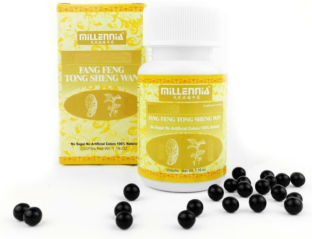 MILLENIA bylinné doplnky pilulky- Fang Feng Tong Seng Wan - 12 fľaša balenie (200 pilulky / fľaša)