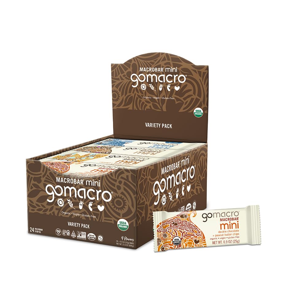 GoMacro Makrobar Mini Organic Vegan Protein Bars, Odrodové balenie, 0,9 Oz, 24 Počet