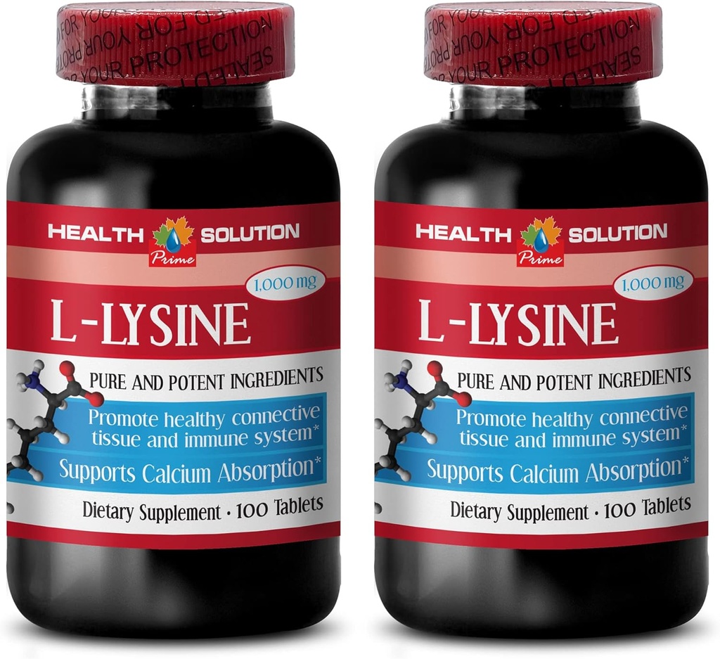 L-lyzín 1000 mg tablety - L-lyzín 1000MG - Podporovať zdravú pokožku - L-lyzín Tablety - l-lyzín 1000 mg Tablety - L-lyzín Supplement - l-lyzín Masť - lyzín 1000 mg Tablety, 2 fľaše 200 Tablety