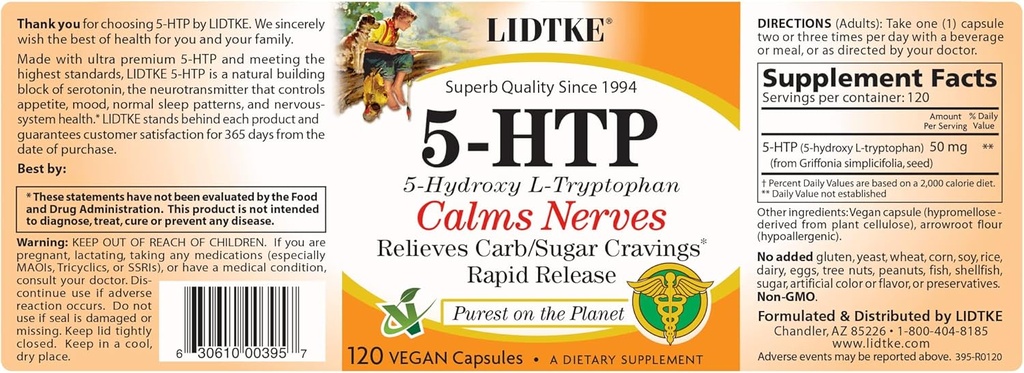 Lidtke 5- HTP 120 kapsuly Diétny doplnok