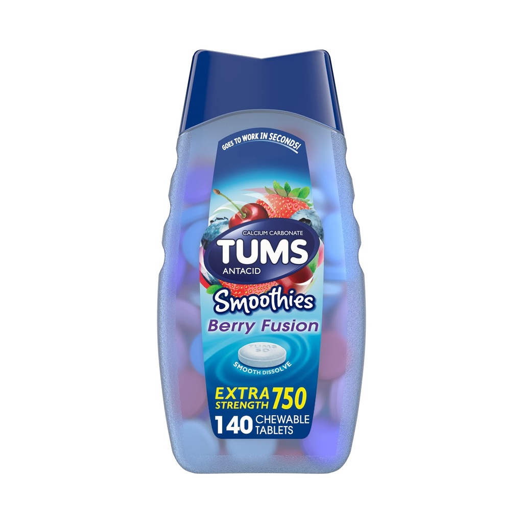 TUMS antacidum smoothies Berry Fusion Extra sila 750, hladký rozpustiť - 140 žuvacie tablety