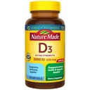 Prírodné vitamín D3 5000 IU (125 μg) Softgels, Extra sila Vitamín D doplnok pre kosti a imunitné zdravie podpora, 180 Počet, 180 Day Supply