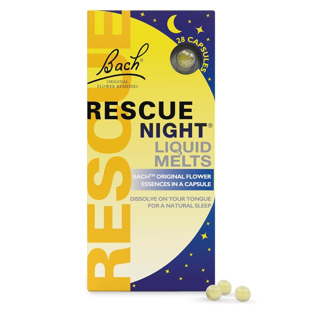 Bach RESCUE SPEEP Tekuté Melty, Natural Orange Vanilla Flavor, Natural Sleep Aid, Stres Relief, Homeopatické kvetinová esencia, bez Melatonínu, Gluten & Cukor, non-alkohol, non-narcotic, 28ct.