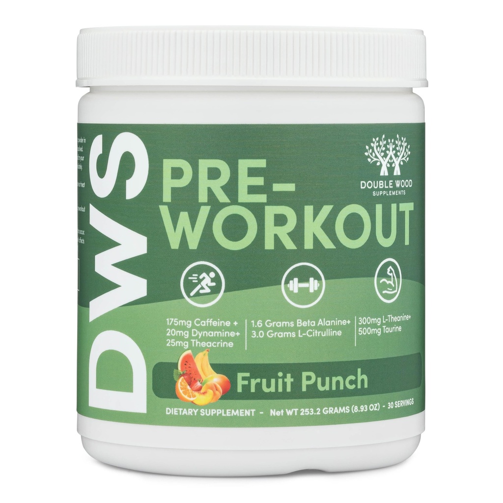 Powder pre cvičenie pre mužov a ženy (30 servíruje kofeín, Beta Alanine, L-Citrulín, Dynamine, L-Theanine, Taurine, Theacrine, & More) Powder preworkout s odmerkou dvojitým drevom (Fruit Punch)