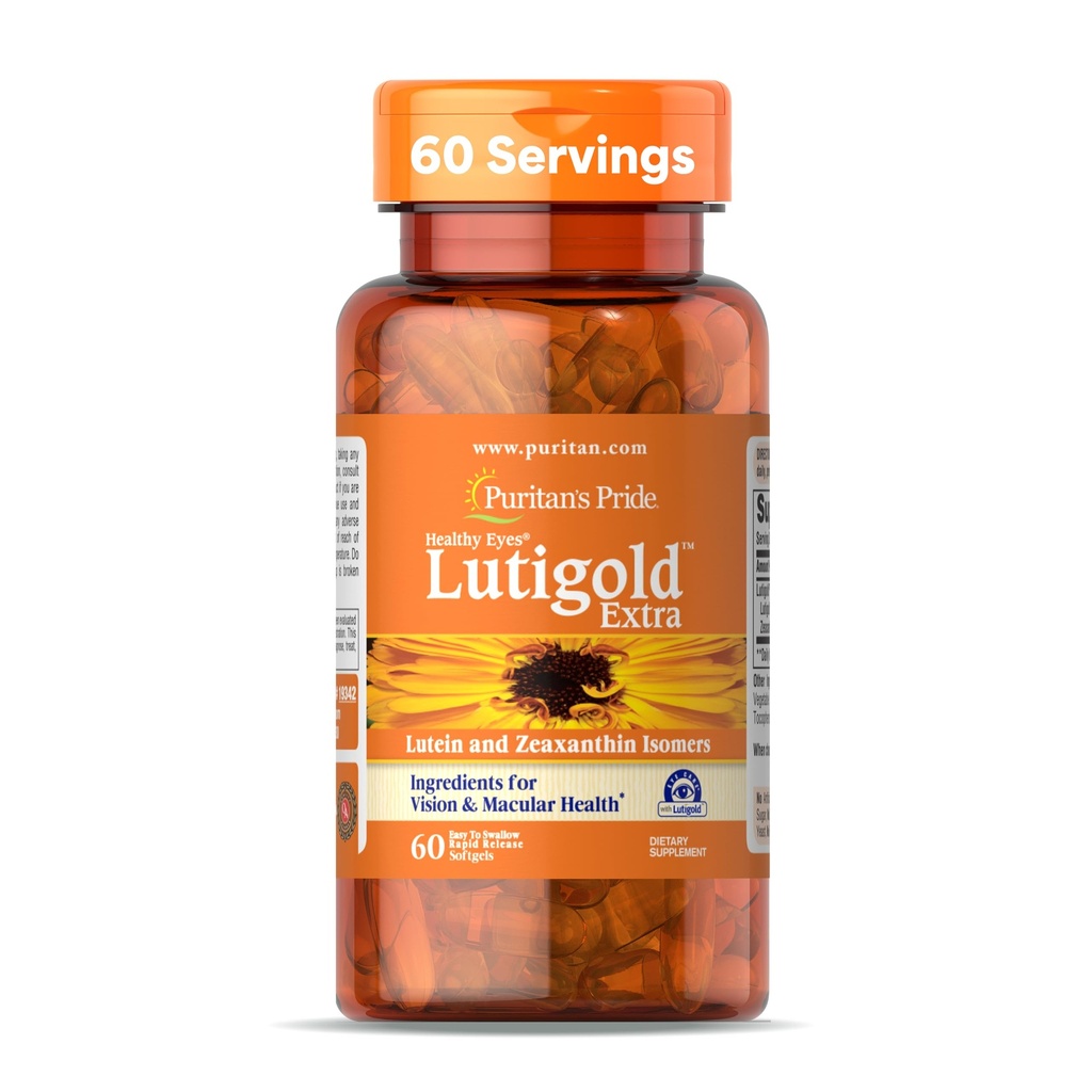 Puritánska pýcha Premium Zdravé oči LutigoldTM Extra Lutein s Meso-Zeaxantínom a Zeaxantínom pre mužov a ženy, Vision Health Support, 2 mesiace dodávky, 60 Easy-to-Swallow Rýchle uvoľnenie Softgels
