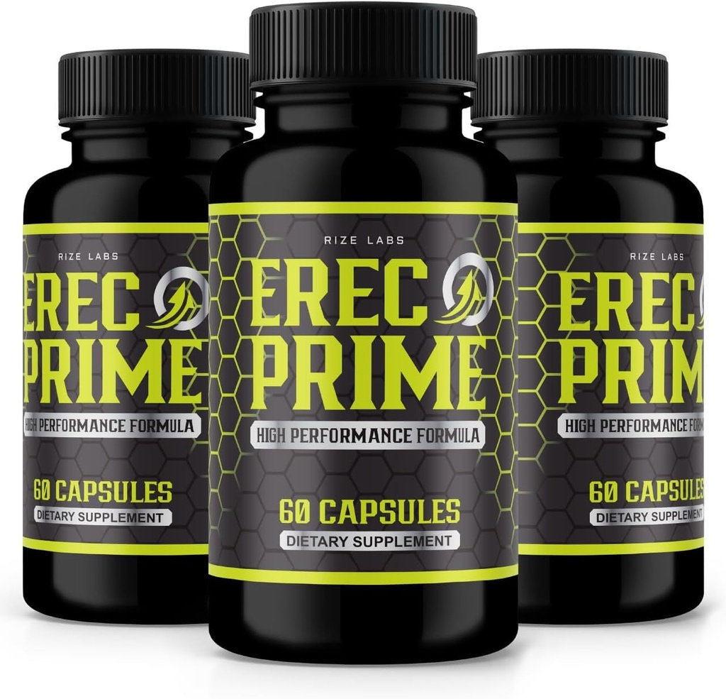 Rize laboratóriá (Pack of 3 Erec Prime Pills for Men, High Performance Formula, All-Natural Support for Peak Performance & Celkové zdravie, Oficiálne recenzie (180 Kapsule)