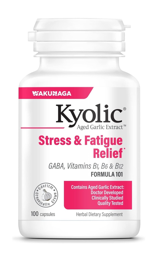 Kyolic Aged Cesnakový extrakt Formula 101, Stres a únavová úľava, 100 kapsúl.