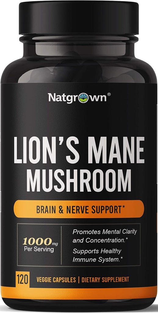 Natrowd Lions Mane Mushroom Supplement Capsules - Organic Lion