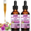 2 balenie mlieka Thitle Tekuté kvapky - Pečeň čistí Detox a opravy - 1000mg Mlieko Thitle doplnok pre podporu pečene, Silymarin Pečeň Supplement for Liver Health, Vegan, Non-GMO, 4 Fl Oz