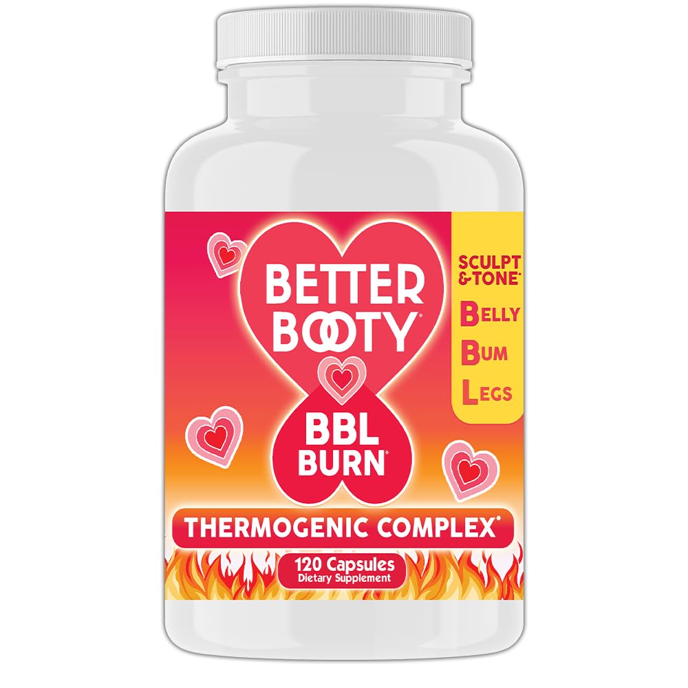 Lepšie Booty BBL Burn Thermogenic Complex Kapsule, Tone & Sculpt Belly, Bum + Nohy w. Garcinia Cambogia, Guarana, Green Tea Ext, ALA, & Cayenne Pepper Supplement (120ct, 60 Servings)