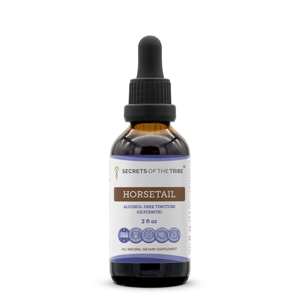 Tajomstvá Tinktúry Tribe Horsetail výťažku bez obsahu alkoholu, konský chvost (Equisetum arvense) Sušený Herb 2 oz