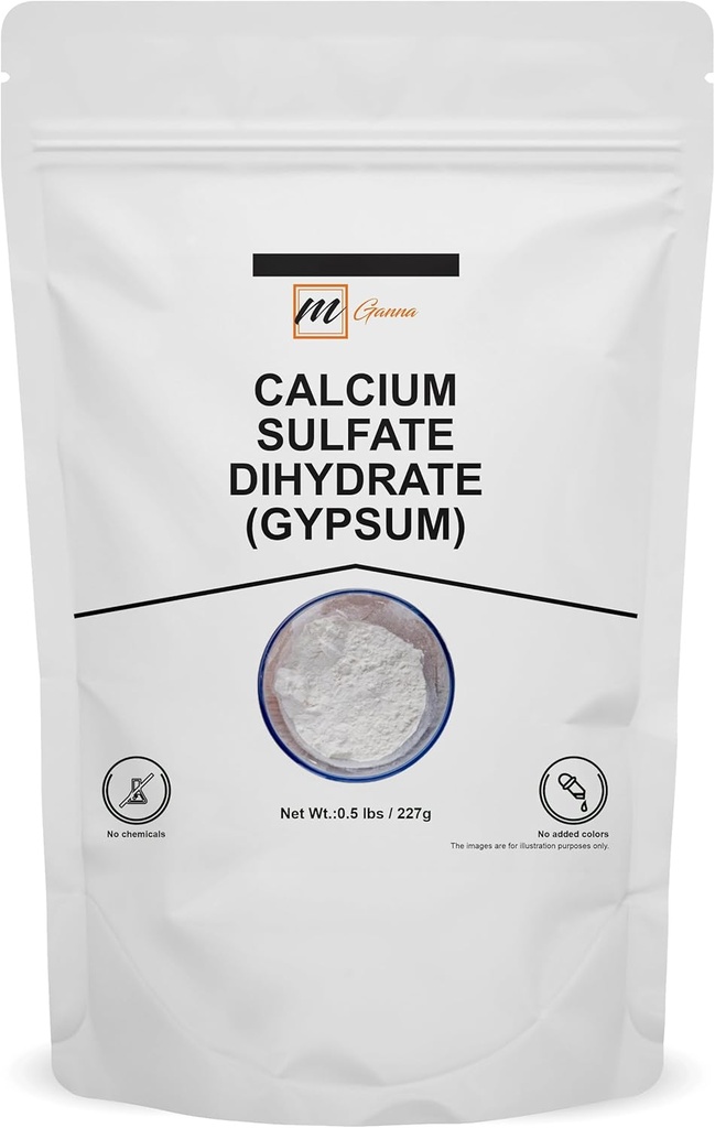 100% Pure Calcium Sulfát Dihydrát (Food Grade) - Gypsum Powder for Peaking, Water Treatment and Cosmetic formulations 0.5 libier / 227 g