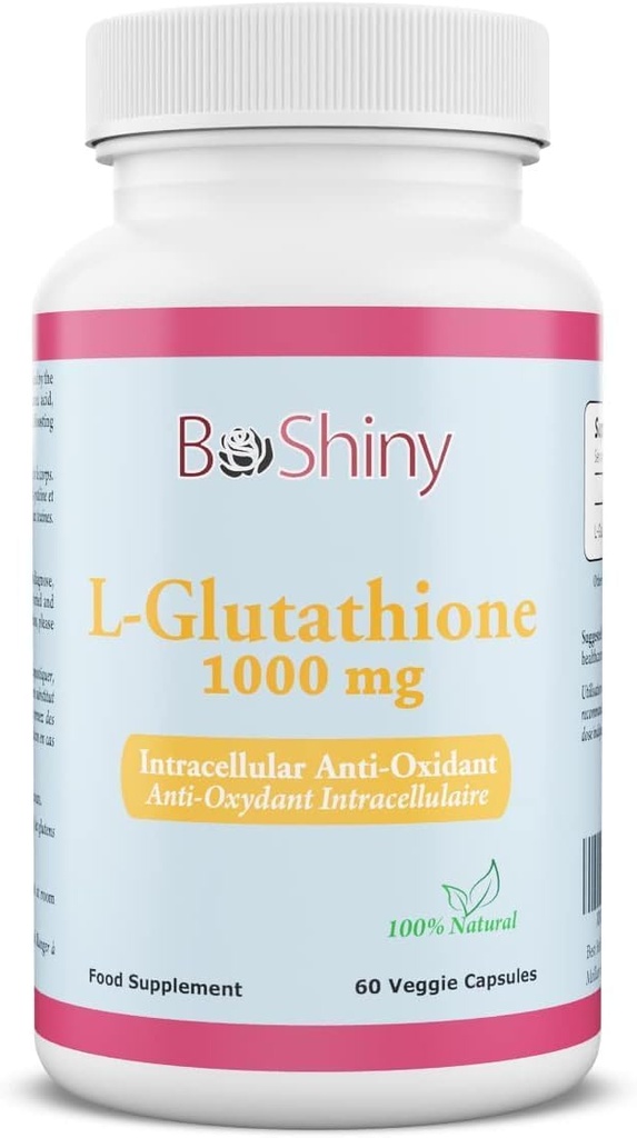 L Glutathione Skin Lightening Brightening Pills 1000 mg Antioxidant Anti Aging to Support Liver Health & Detox Help Immune & Brain Function Reduce Free Radical Damage Vegan 60 Capsules
