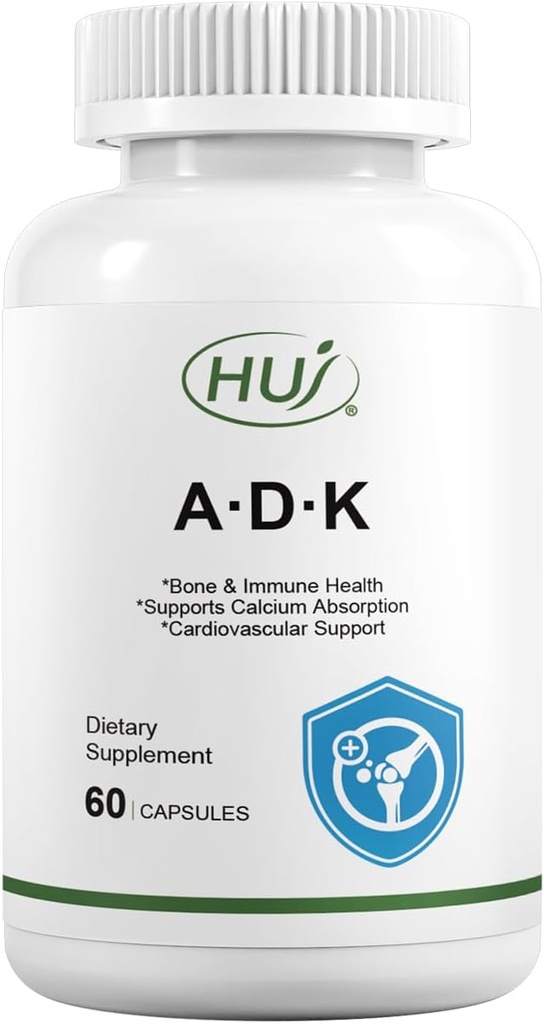 HUJ ADK Supplement, 60 kapsúl, vápnik, vitamíny A, D3, K2 (MK-7)