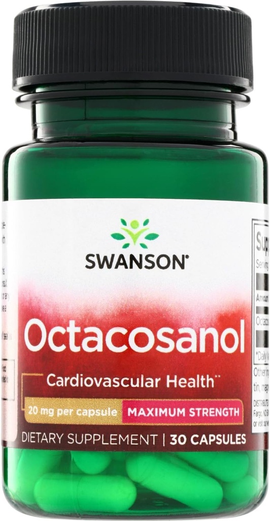 Swanson Maximálna sila Octacosanol 20 Milligrams 30 Kapsule