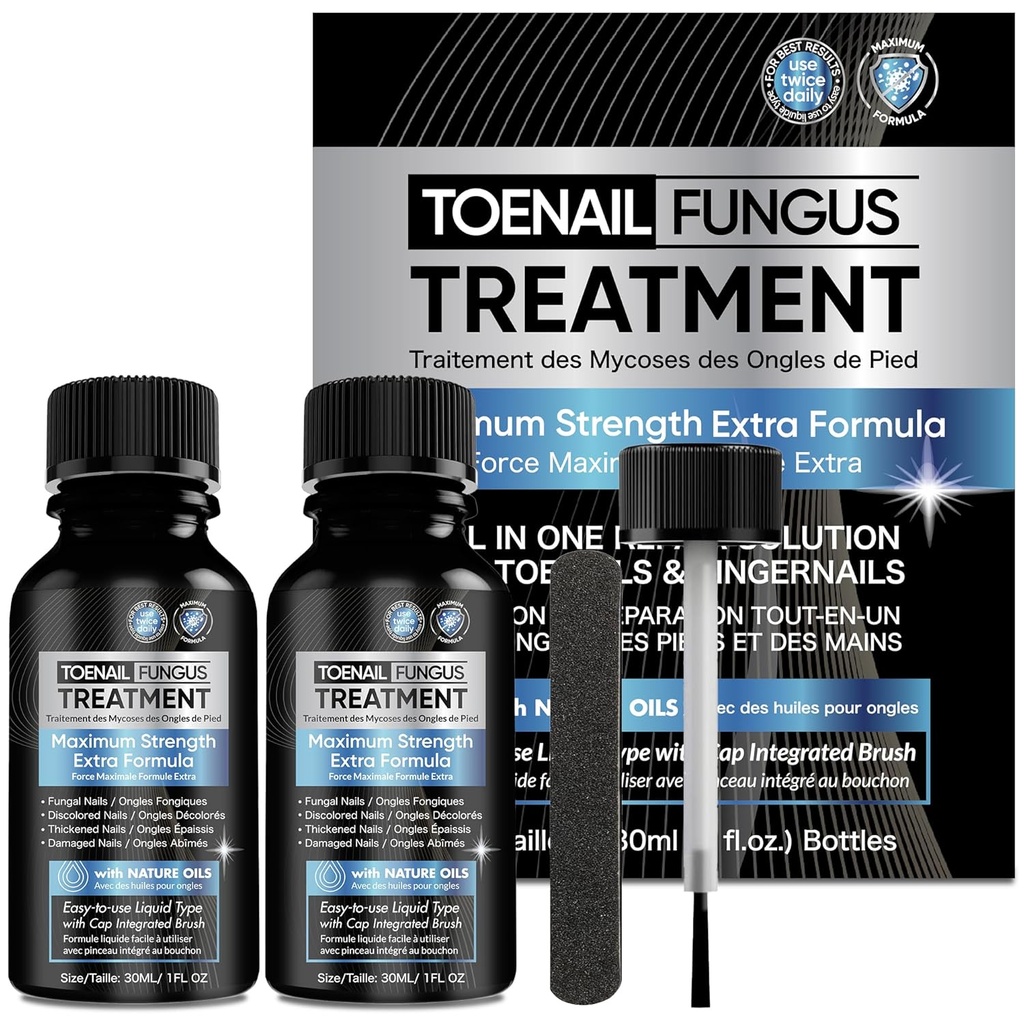 Toenail Fungus Liečba extra sila 2ks x 30ml, hubové nechty liečba, nechty huba liečba pre nechty, Toe nechty huba liečba extra sila pre poškodené a sfarbenie nechty.