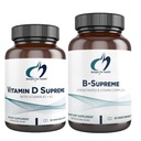 Designs for Health Vitamín D Supreme + B- Supreme Essentials Duo - 5000 IU Vitamín D3 + vitamín K, Active B Complex (2 Product Set)
