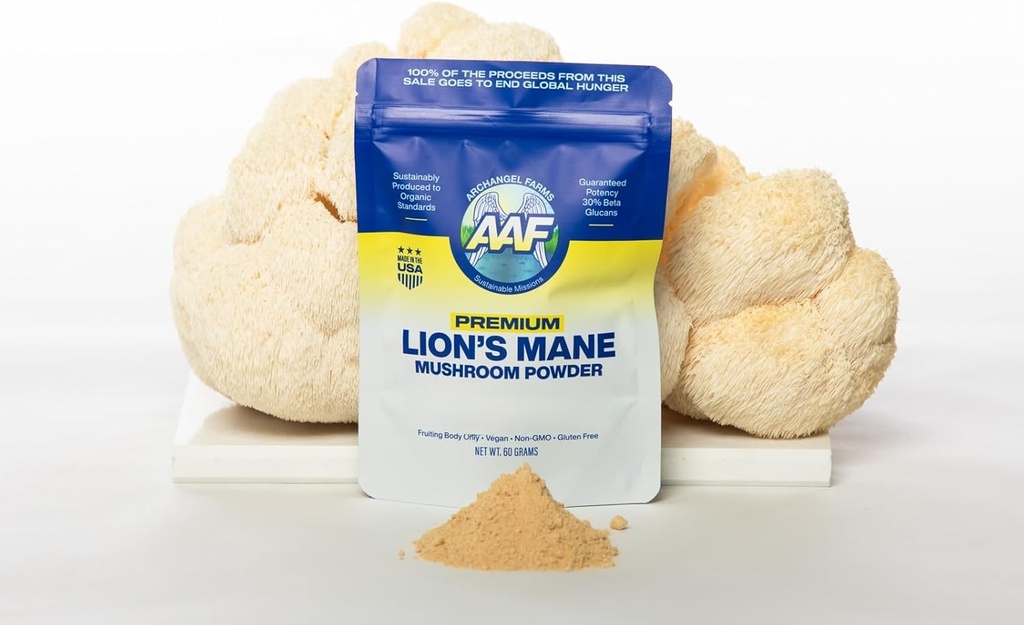 Lion's Mane Mushroom Powder, Brain Supplement for Memory and Focus, Overené Beta-Glucan, Digestion & Immune Suplement, Organic & Non-GMO, 60g, 60-Day Supply