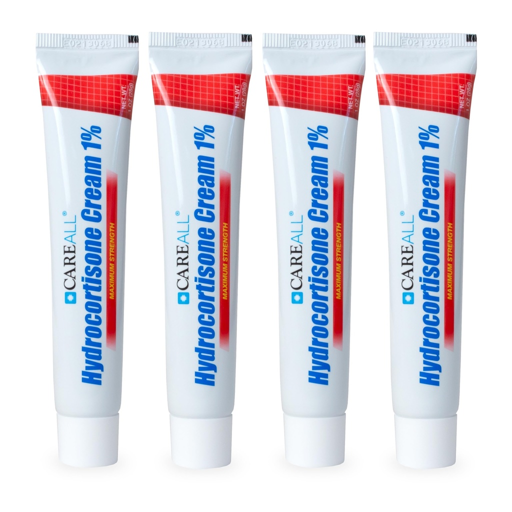 CareAll Hydrokortizón 1%, 1 oz Tuba (Pack of 4), Maximálna sila Anti-Svrbiaci krém, Relief from Pichanie a začervenanie od Bug Bites, Ekzém, Psoriáza, Poison Ivy, Oak a Sumac