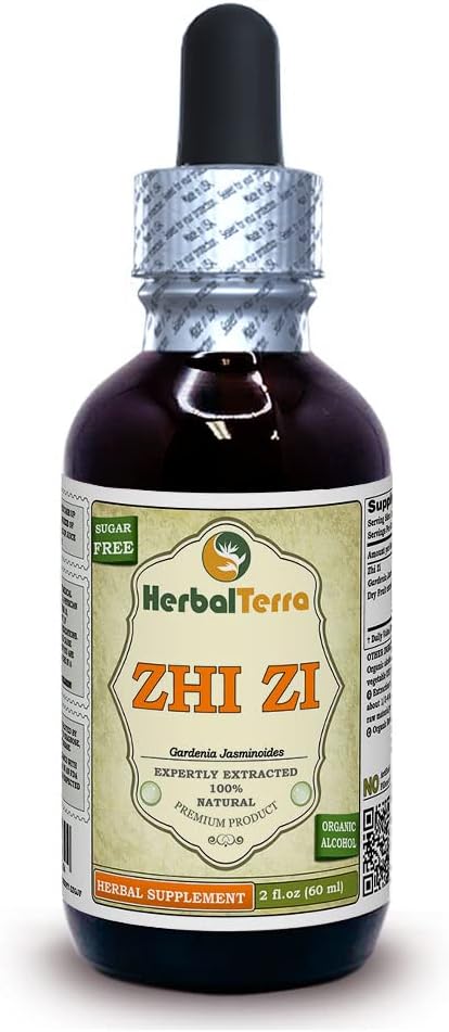 Zhi Zi, Gardenia (Gardenia Jasminoides) Tinktúra, Organicky sušený ovocný tekutý extrakt (názov brada: bylinný terasa, hrdo vyrobené v USA) 2 fl.oz (60 ml)