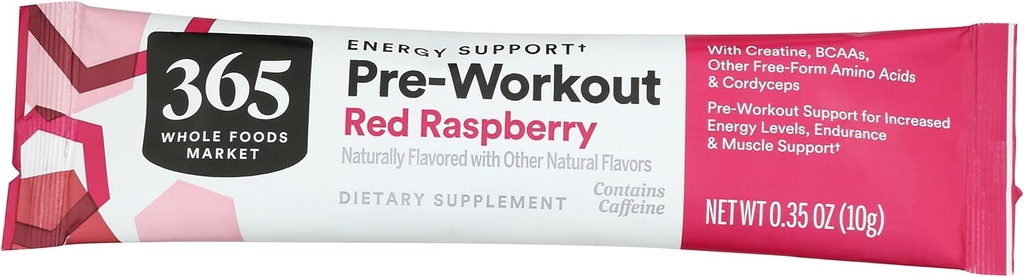 365 by Whole Foods Market, Red Raspberry Preworkout Packet, 0,35 Ounce
