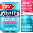 MAREE Bundle - vitamín B1 tiamínové tampóny, maska na pery, krém na tvár - A, E, D, C Vitamíny - kyselina kolagénová a kyselina hyalurónová, retinolový komplex pre pokožku, nechty, vlasy - maska pre suché pery - anti-aging krém