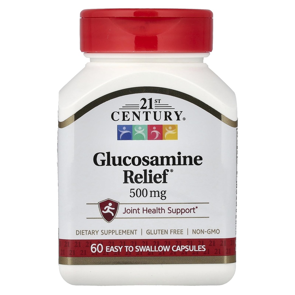 21. storočie Glukozamín Relief, 500 mg, 60 Kapsuly sa ľahko prehĺtajú