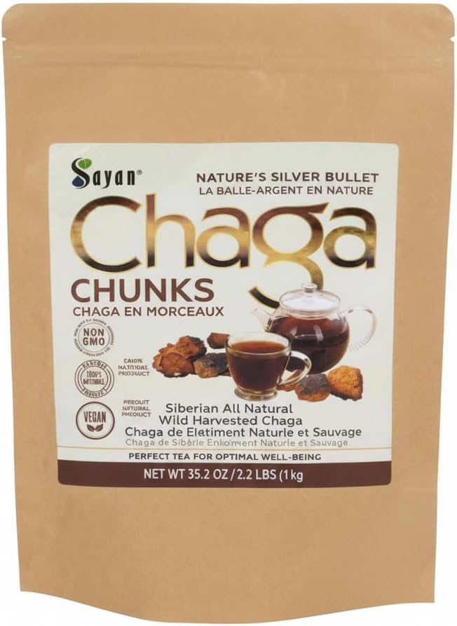 Sayan Sibírsky Pure Raw Chaga Mushrom Chunks with Black Top Crust 35.2 Oz/ 2,2 lb 