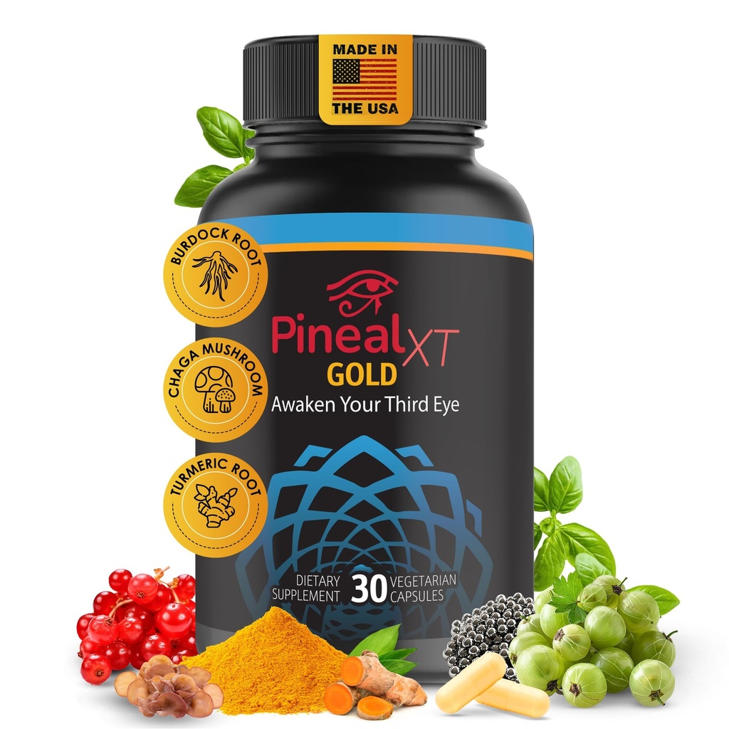 Pineal XT Gold - Pineal Gland Supplement - Tretie oko prebudenie - Zameranie a pamäťové doplnok pre mozog - 7 výkonných zložiek Decalcify, Detox, a aktivovať svoje Pineal Gland