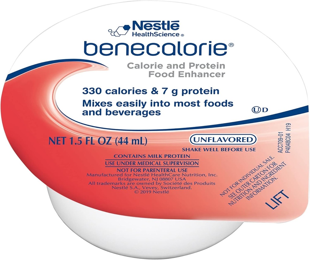 Benecalorie Calorie a Protein Enhancer - Neochutené (330 kalórií, 7g proteínu) - 1,5 fl oz Cups, 24 balenia