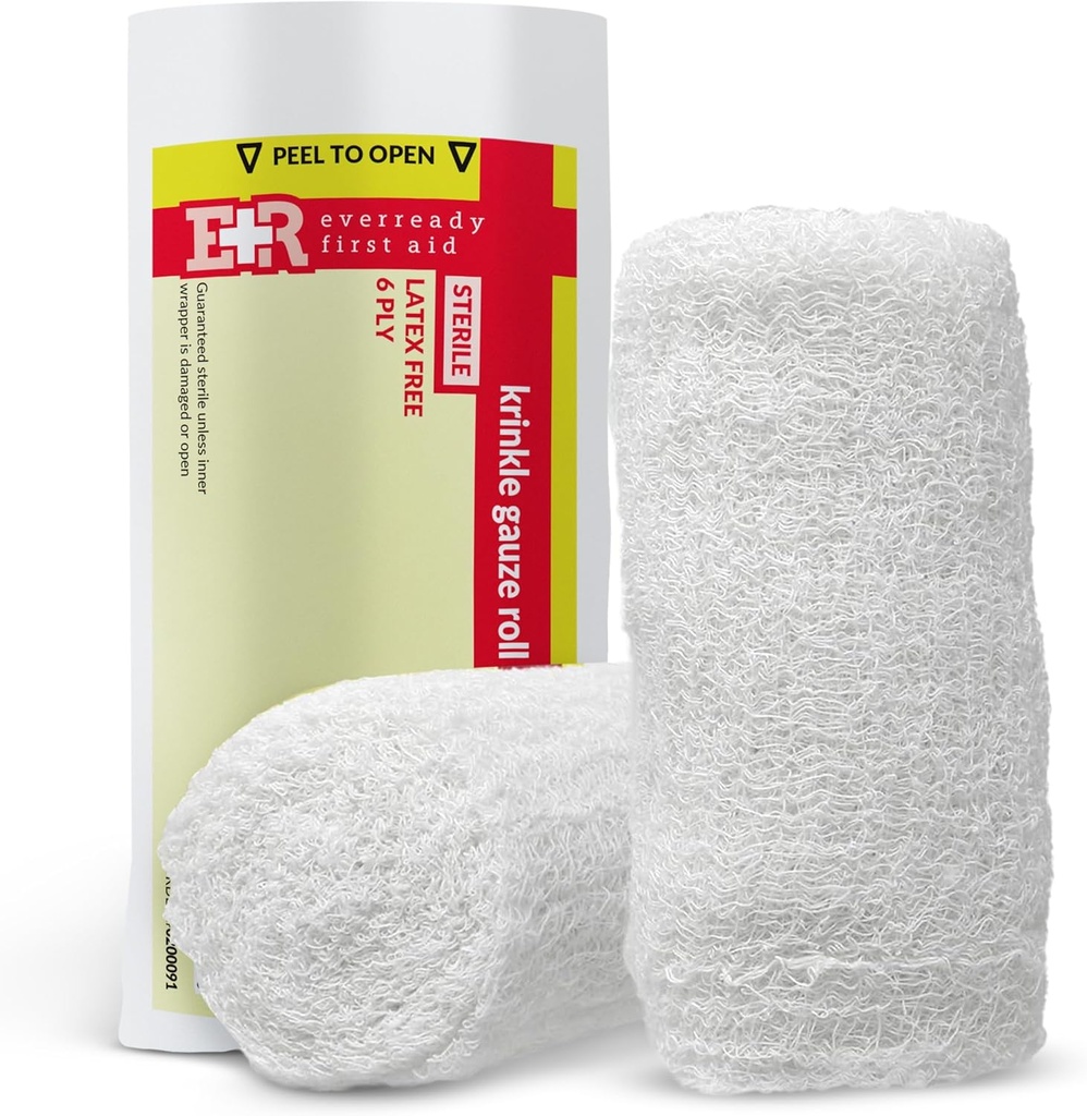 Ever Ready First Aid Sterile Krinkle Kerlix Typ 4 1/2" x 4.1 Yds, Latex Free, 6 PLY, Gauze Bandage Roll - 12 Počet