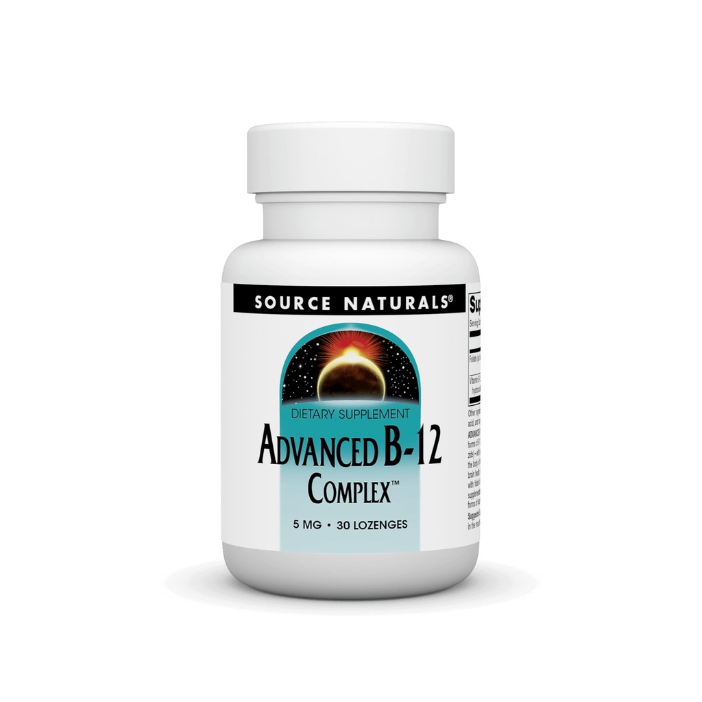 Zdroj Naturals Product Image Advanced B-12 Complex,Promotes Normal Folic Acid Metabolizmus*, 5 MG - 30 Lozenges