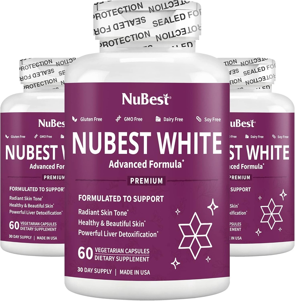 NuBest White - podporuje nádhernú a radiantnú pokožku s glutatiónom, mliečnym extraktom z bodliaka, L-cysteínom, vzácnymi bylinami a vitamínmi (3 balenia)