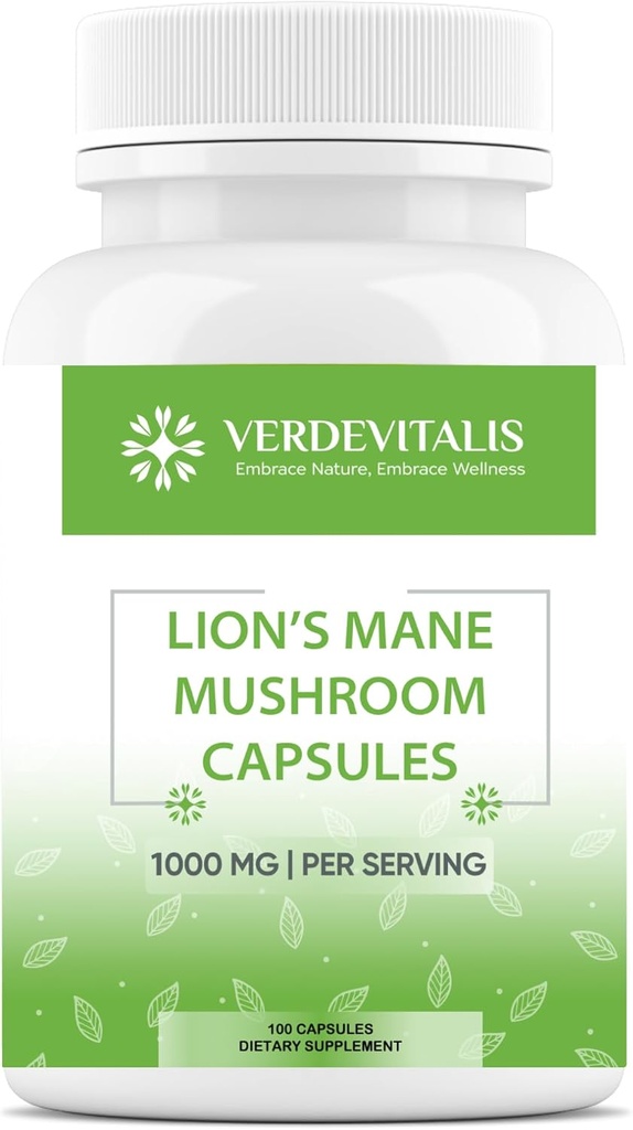 Lion's Mane Kapsule - Denné kapsule pre Mushrom Supplement for Memory, Focus & Clarity - Mozog Booster- Mushrom Capsulas od Brain Health Support - Made in USA - 100 Kapsule