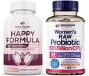 Zdravý Wellness Happy Formula prírodné Formula Relief Supplement + Dr. Formulované Raw Probiotiká pre ženy 100 miliárd CFU Bundle