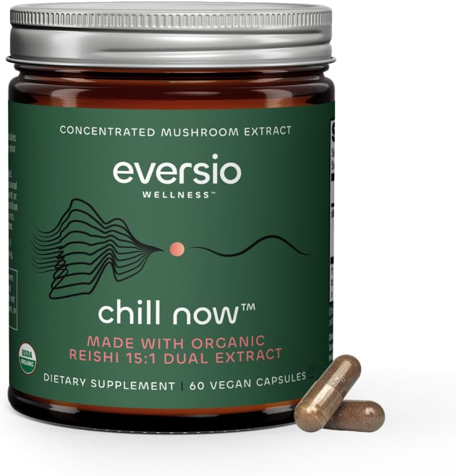 CHILL teraz organické Reishi huby doplnok - 15:1 Reishi Dual Extract v 60 Vegánskych kapsulách (250mg)