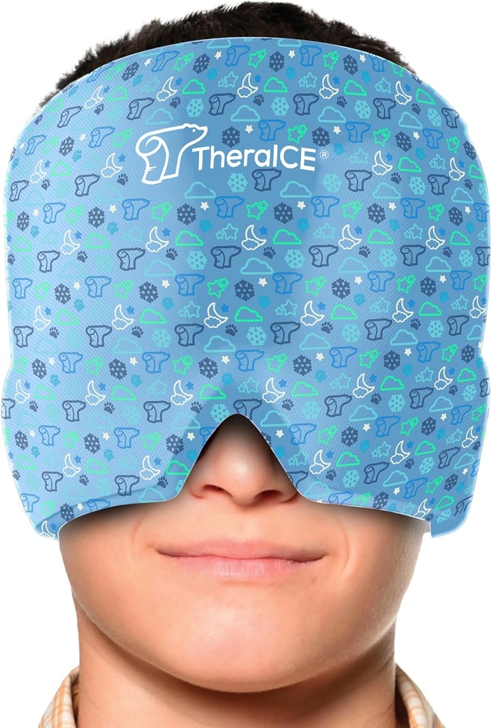 TheraICE Migréna Relief Cap Junior, Upokojujúce bolesti hlavy Boo Boo Boo Ice Pack Masky, Chladenie gélový klobúk JR, tvár studený kompresný hlavica pre Bumps, Bruiss a Chladenie teploty