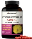 NatureBell Evening Primrose Oil with Black Cohosh, 1,300mg per Serving, 300 Mini-Softgels 