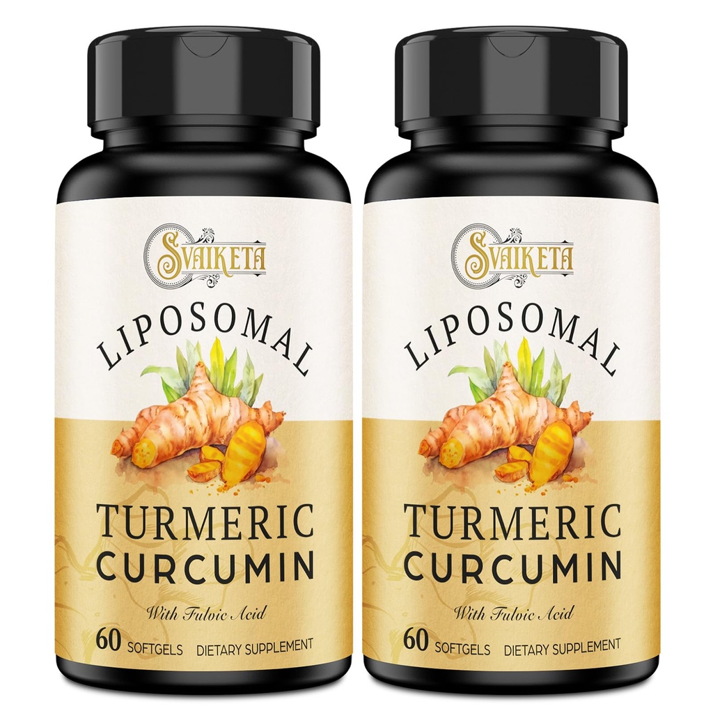 Lipozomálny kurkumín doplnok - 2000 mg, 95% Curcuminoidný extrakt s piperínom - 60 Softgels (2 fľaše)