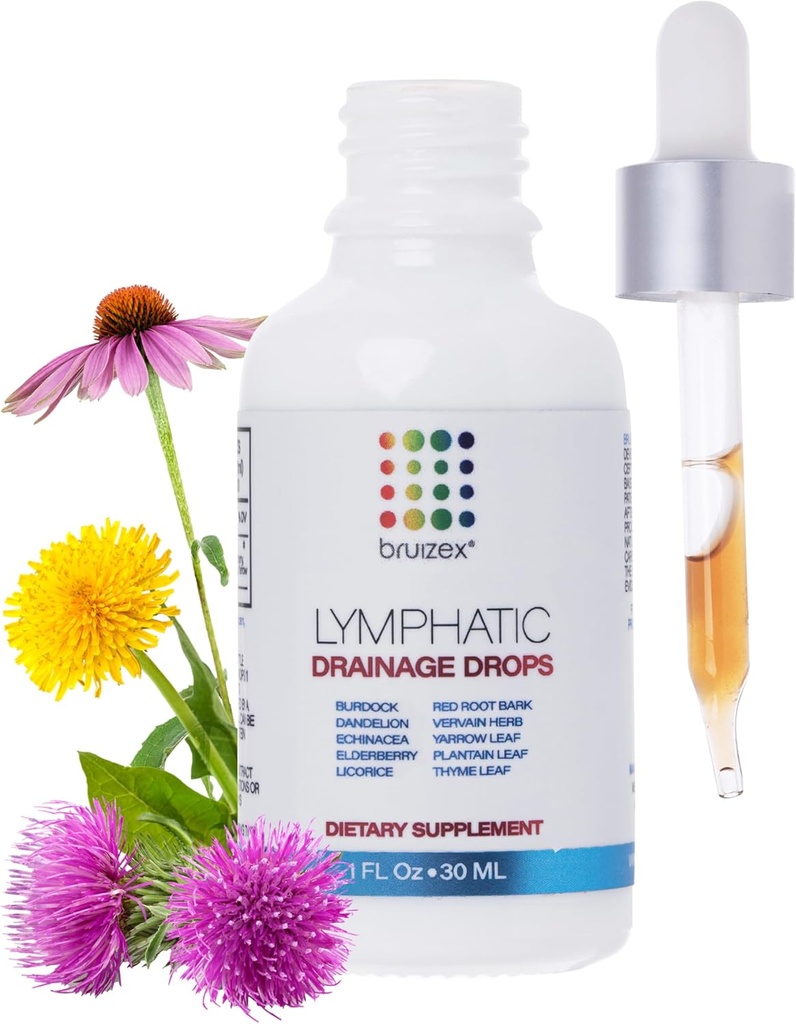 Lymfatické kvapky na chirurgickú regeneráciu a Lymfatické zdravie, bez príchute, použitie Post Liposuction, BBL & Tummy Tuck, Prírodný bylinný zmes púpava koreňov, Burdock Root, Echinacea, 1 Fl Oz