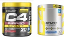 C4 Ripped Sport Pre Cvičenie Powder Fruit Punch - NSF Certified for Sport + Cugar Free & C4 Sport Pre Cvičenie Powder Blue Malina - Pre Cvičenie Energy